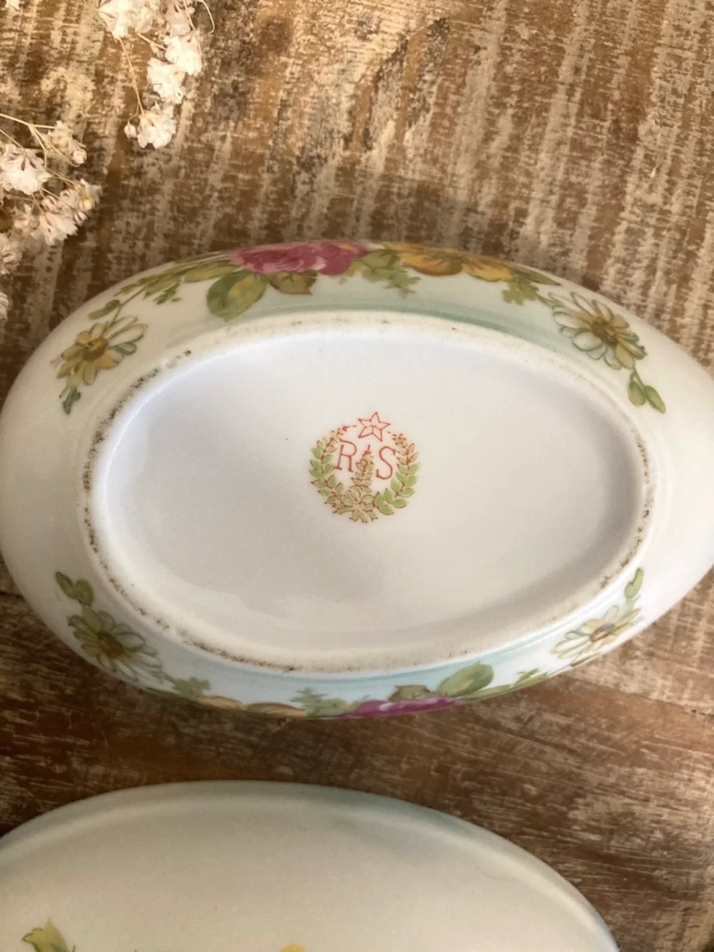 RS Prussia Floral Porcelain Egg Trinket Box – Vintage Hand‑Painted